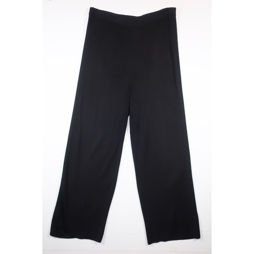Exclusively Misook Woman Black Wide Leg Pants Pull On Acrylic Blend Size 1X - Picture 8 of 15